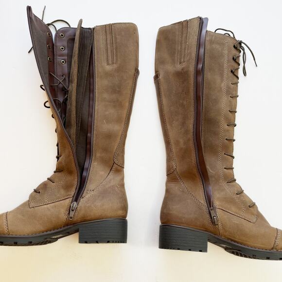 CLARKS Leather Knee High Lace Up Riding Boot - Picture 8 of 10